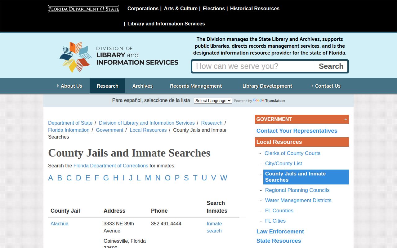 Union County 72 hour release search directory row without an inmate search link